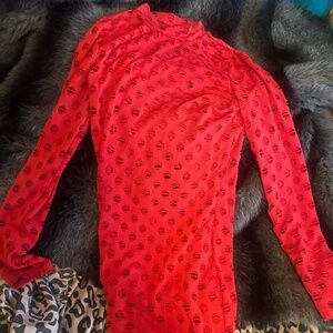 Red “mesh” dress
